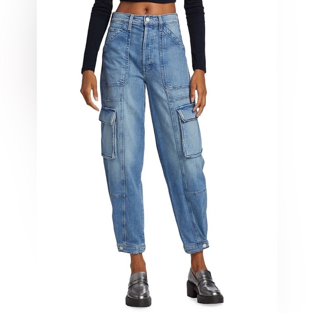 MOTHER Light Blue Denim Boyfriend Cargo Jeans